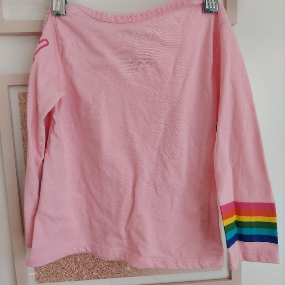 🎁5/$25-Pink rainbow unicorn long sleeve t-shirt, size 2T - Picture 3 of 5